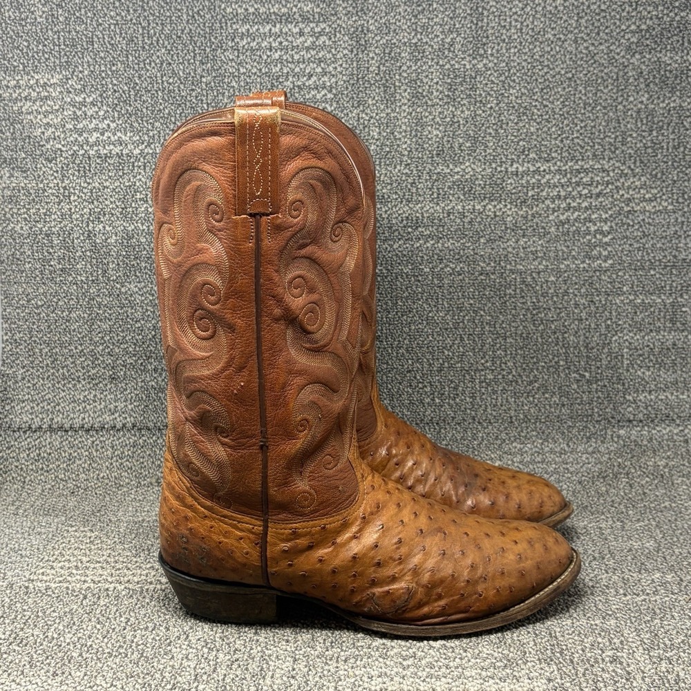 Tony Lama CT834 Mens 12 EE Full Quill Ostrich Leather Cowboy Western Boots USA